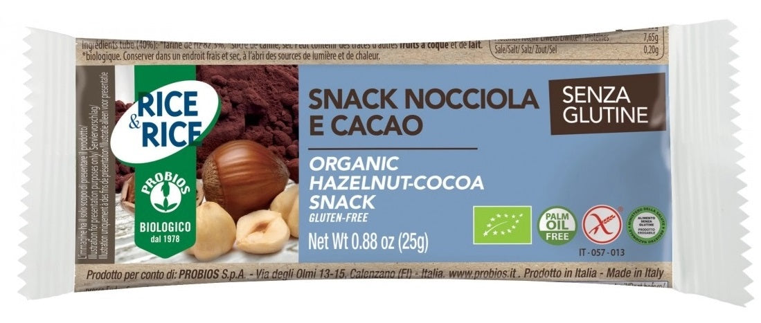 Snack di riso alla nocciola e cacao PROBIOS - 25g