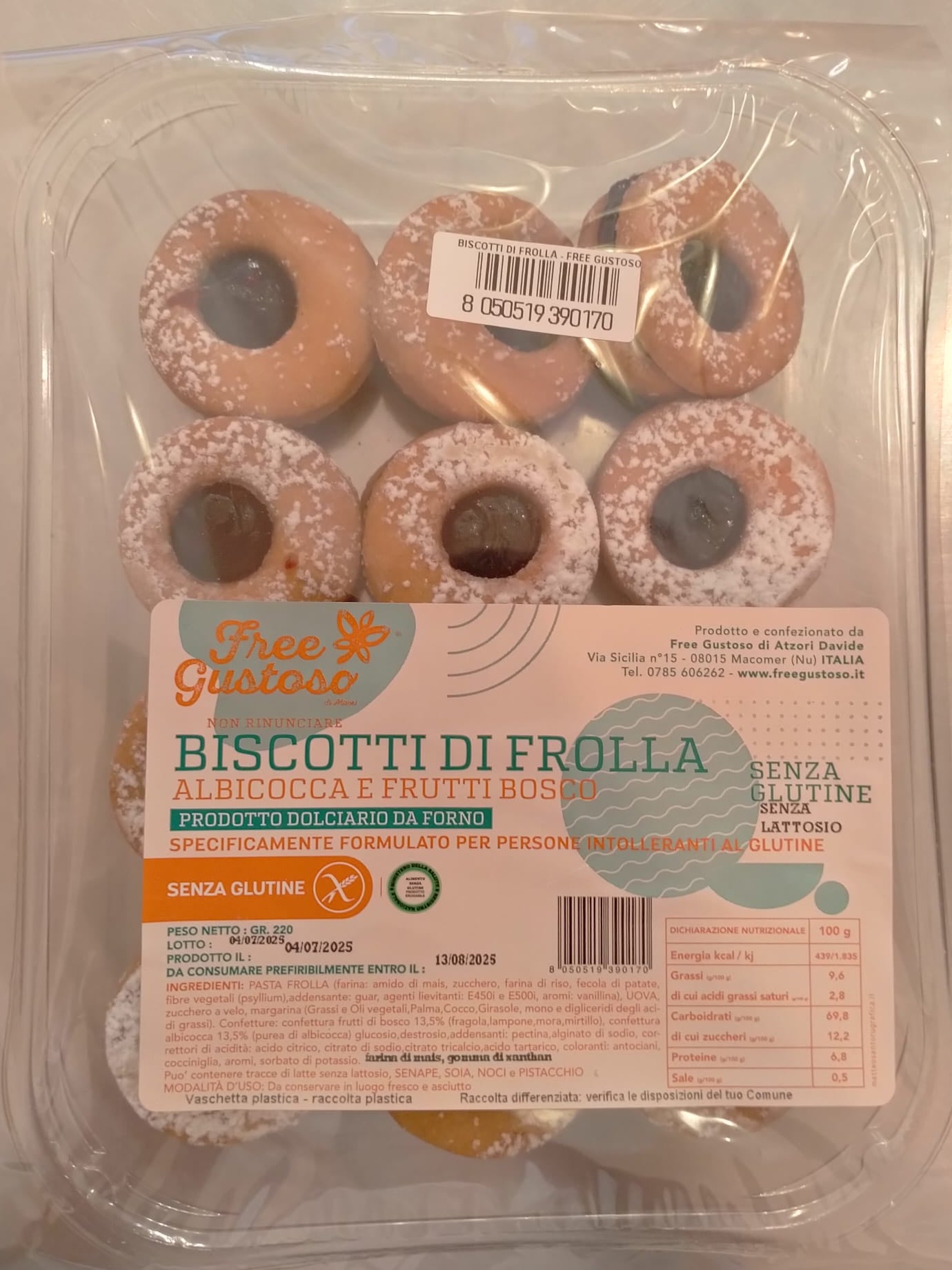 SL - Ciambelline frolla Artigianali - FREE GUSTOSO 220g - Prodotto in SARDEGNA