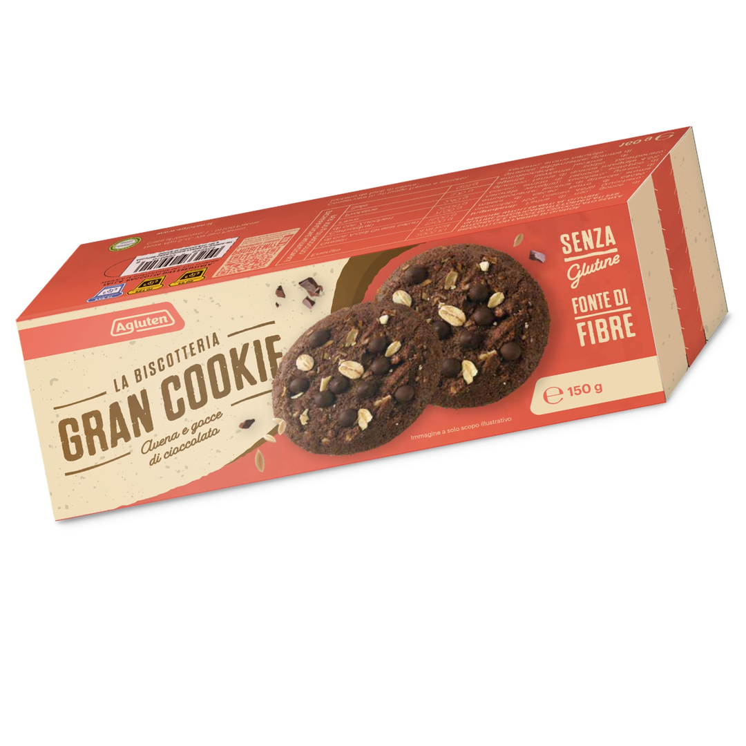 Gran Cookie avena e gocce di cioccolato AGLUTEN -  160g