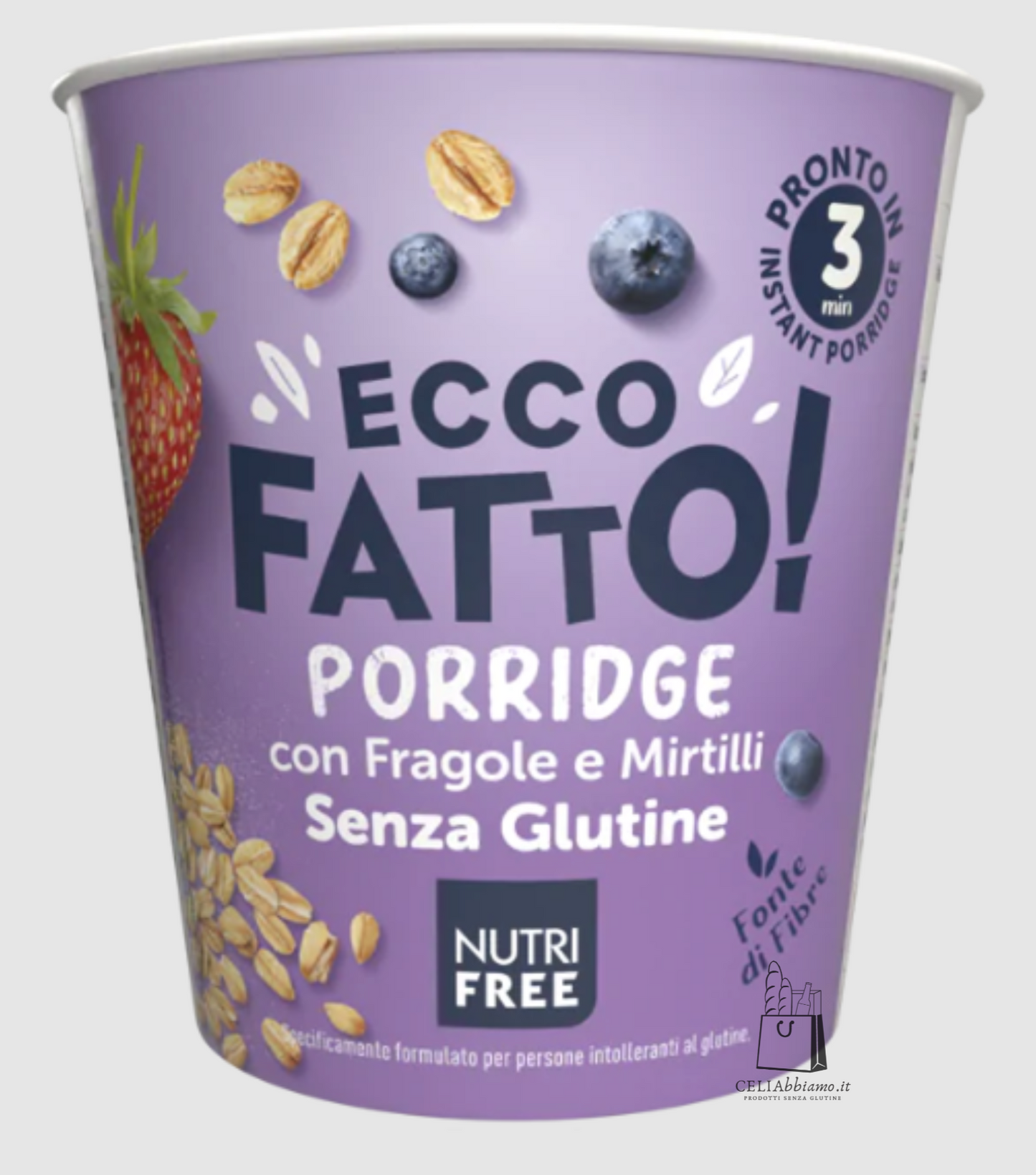 Porridge Fragole Mirtilli pronto in 3 min. Ecco Fatto NUTRIFREE - 50g